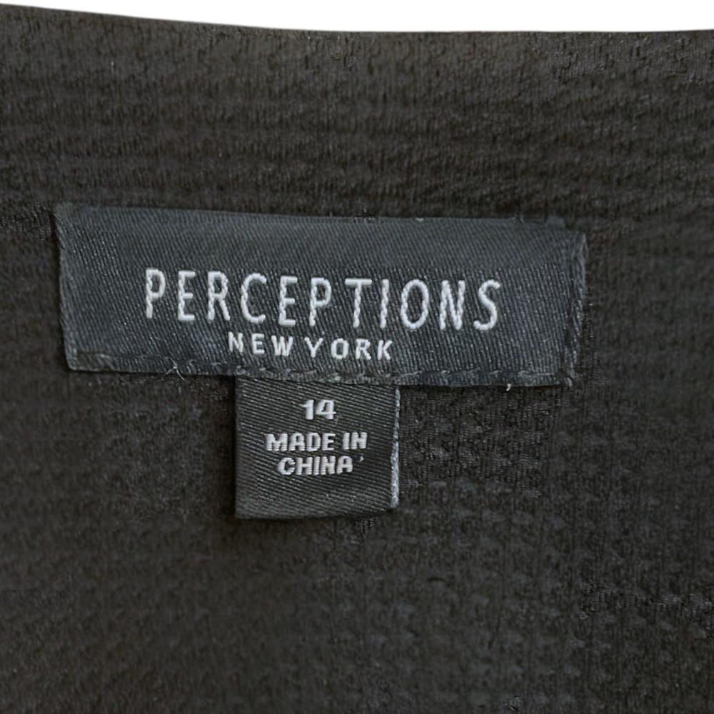 Perceptions Short Jacket Womens Black Open Size 14 Pockets White‎ Buttons - Picture 8 of 10